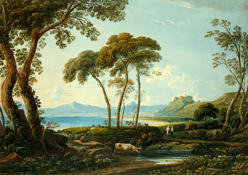 Detail of Landscape with Harlech Castle by John Varley