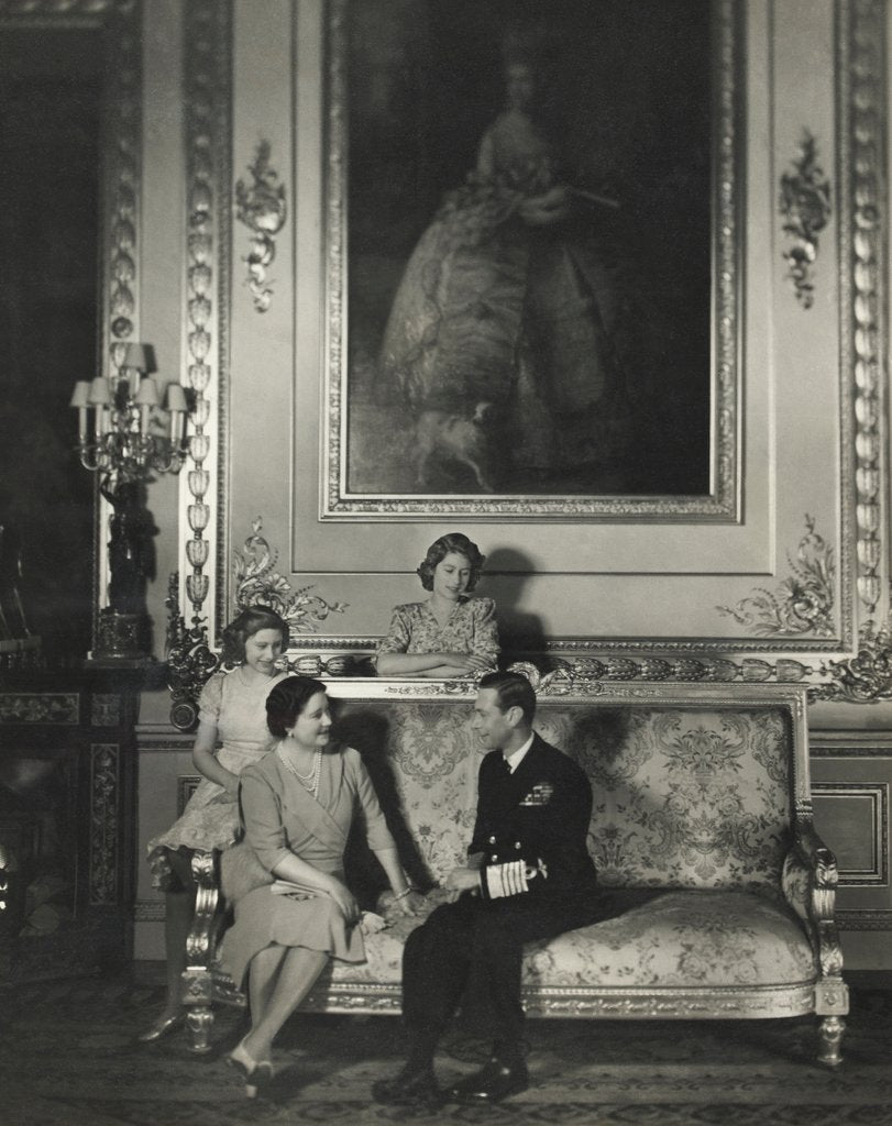 Detail of King George VI, Queen Elizabeth, Princess Elizabeth and Princess Margaret at Windsor Castle by Cecil Beaton