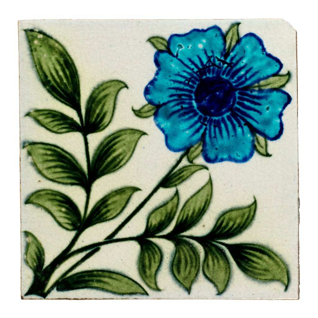 Detail of Blue flower tile by William De Morgan