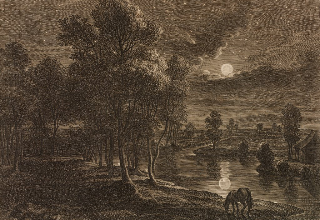 Detail of Landscape with moonlight by Schelte Bolswert