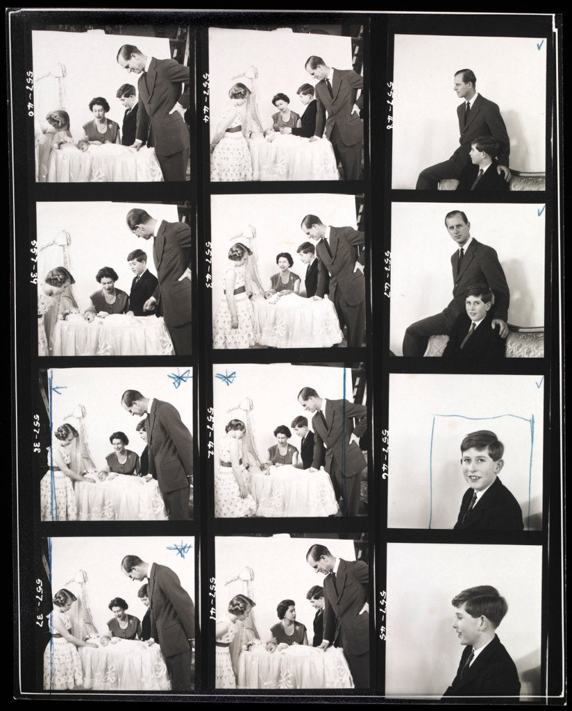 Detail of Contact print of 12 photographs depicting Queen Elizabeth II and family by Cecil Beaton