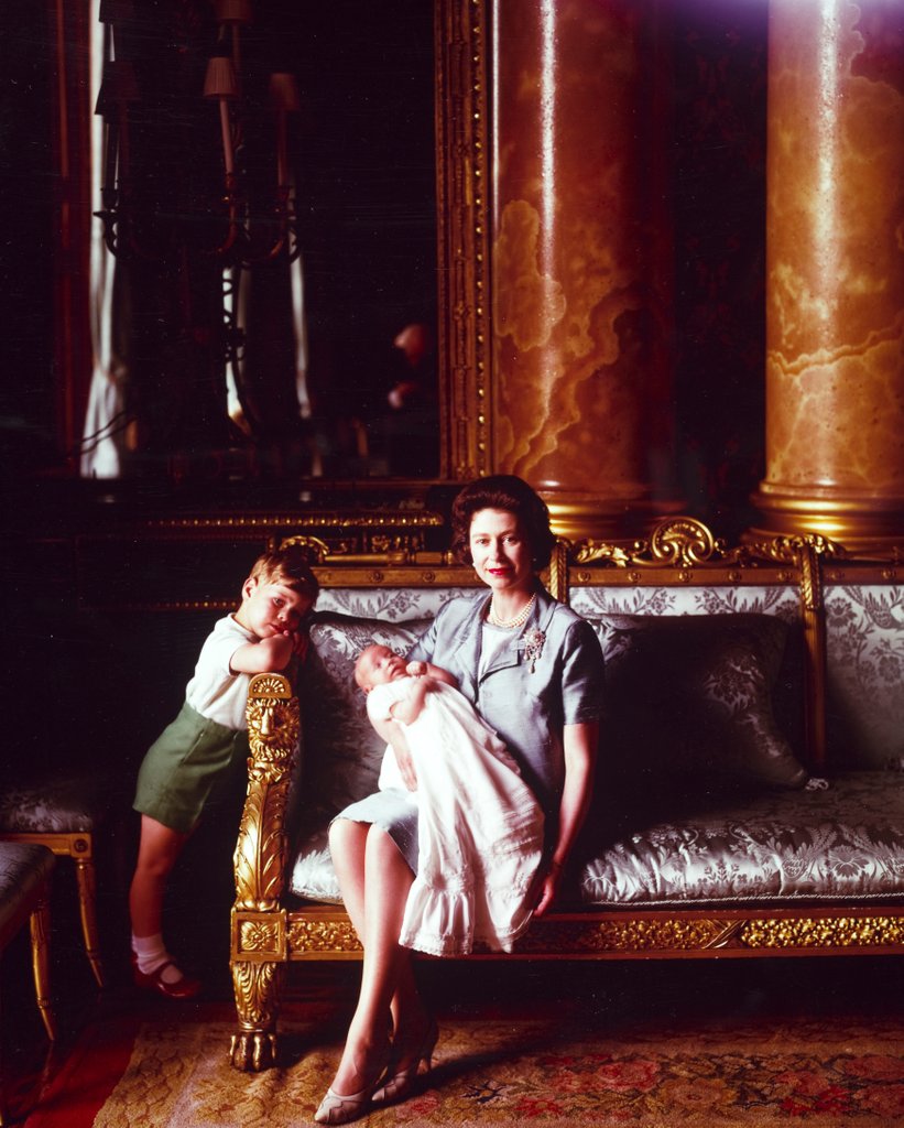 Detail of Queen Elizabeth II, Prince Andrew and baby Prince Edward by Cecil Beaton