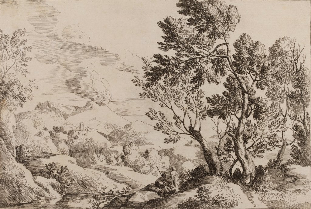 Detail of Hilly landscape by Gaspard Dughet