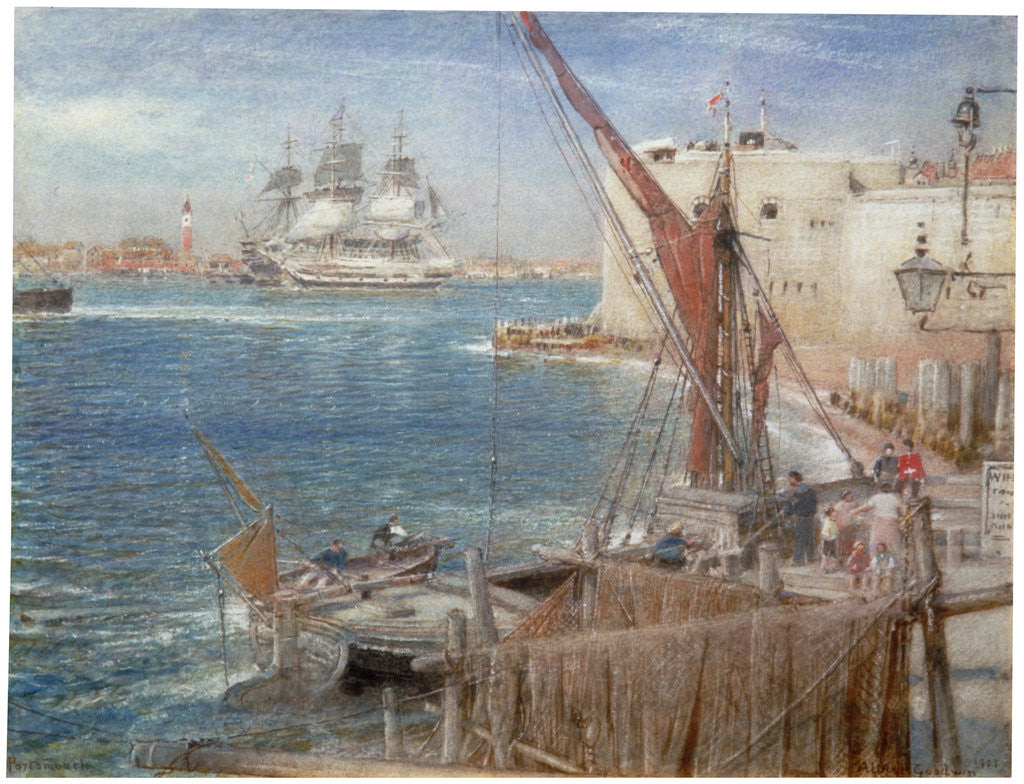 Detail of HMS 'The Victory' at Portsmouth by Albert Goodwin