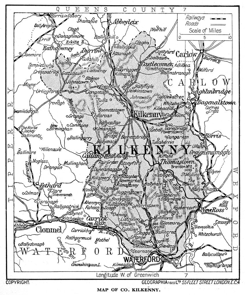 Detail of Map of County Kilkenny, Ireland by Anonymous