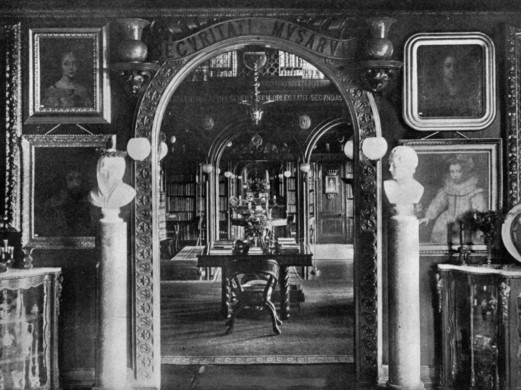 Detail of The library, Keir House, Bridge of Allan, Stirlingshire, Scotland by Valentine & Sons