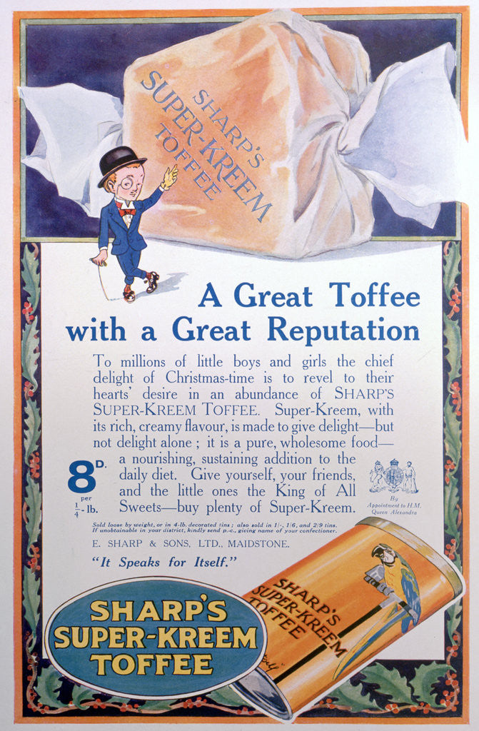 Detail of Advert for Sharp's Super-Kreem Toffee by Anonymous