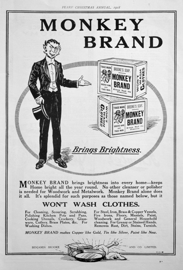 Detail of Advert for Brooke's Monkey Brand soap by Anonymous