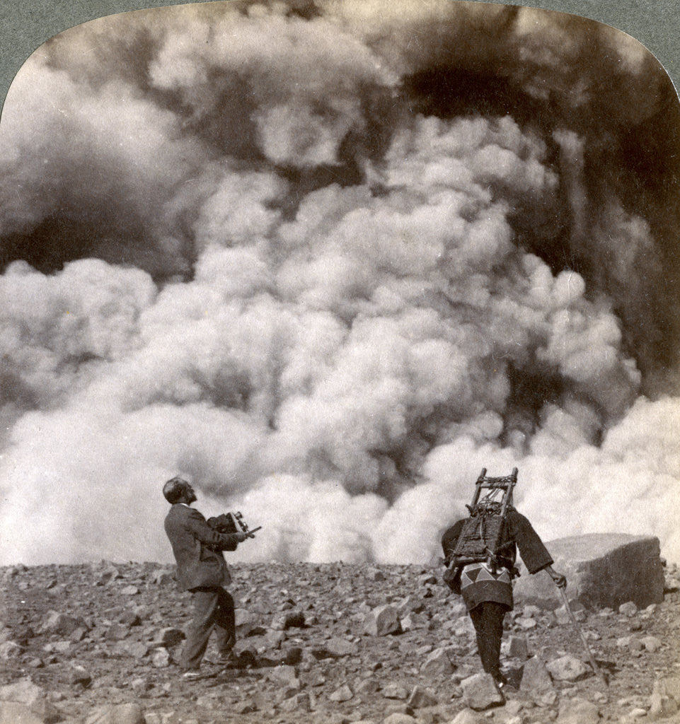 Detail of Sudden volcanic explosion in the crater of Mount Asama (Asamayama), Japan by Underwood & Underwood