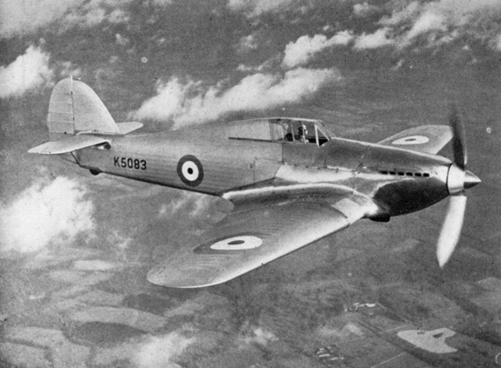 Detail of Prototype Hawker Hurricane being test flown by Flight Lieutenant PWS Bulman by Anonymous