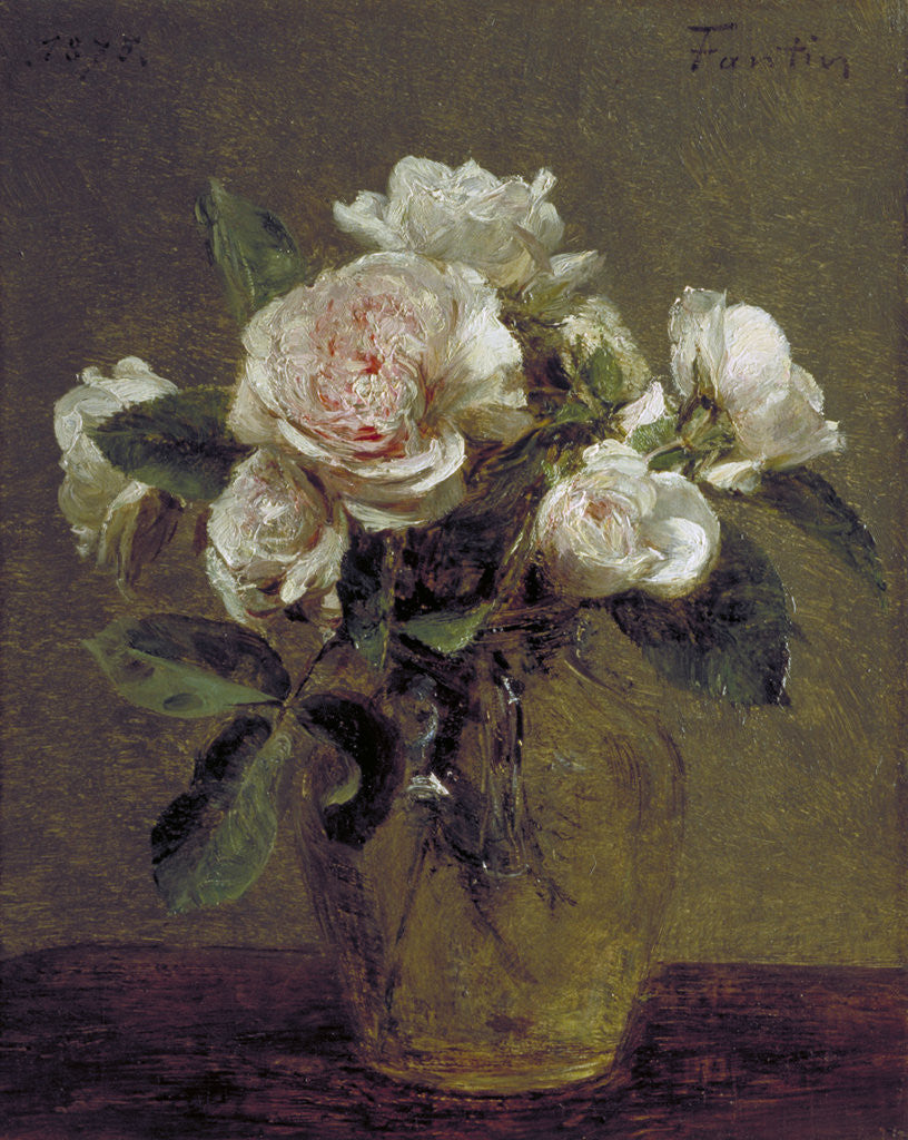 Detail of White Roses in a Glass Vase by Henri Fantin-Latour