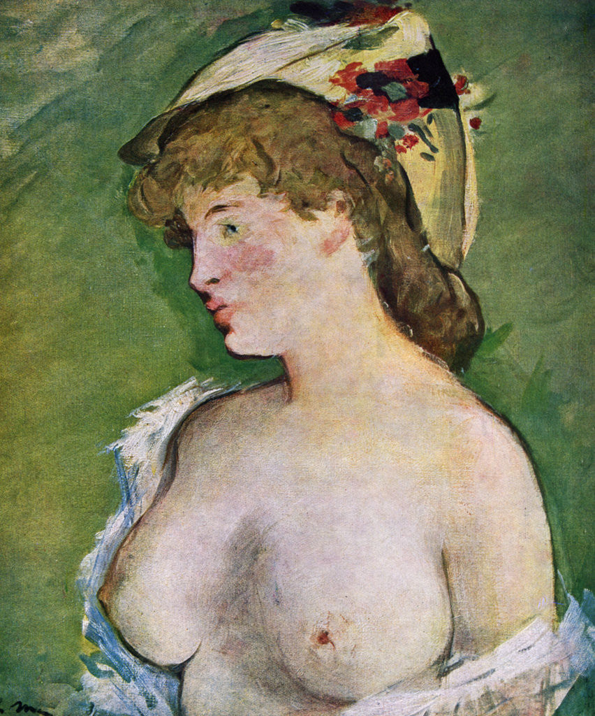 Detail of Blonde Woman with Bare Breasts by Edouard Manet