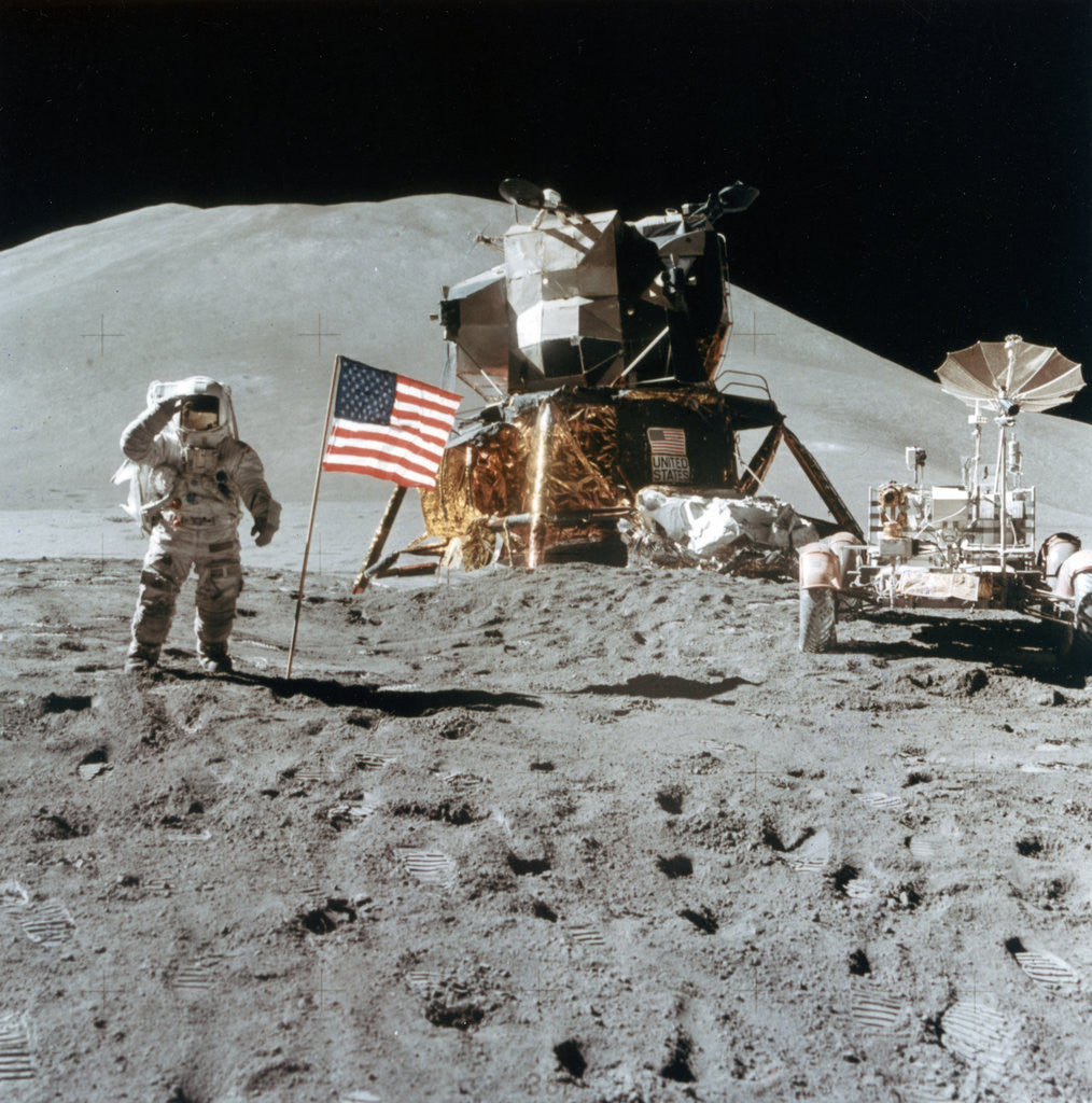 Detail of Astronaut James Irwin (1930-1991) gives a salute on the Moon by NASA