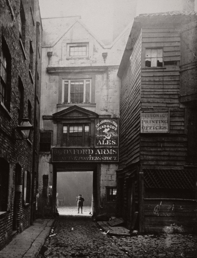 Detail of View of the gateway to the Oxford Arms Inn, Warwick Lane, City of London by Society for Photographing the Relics of Old London