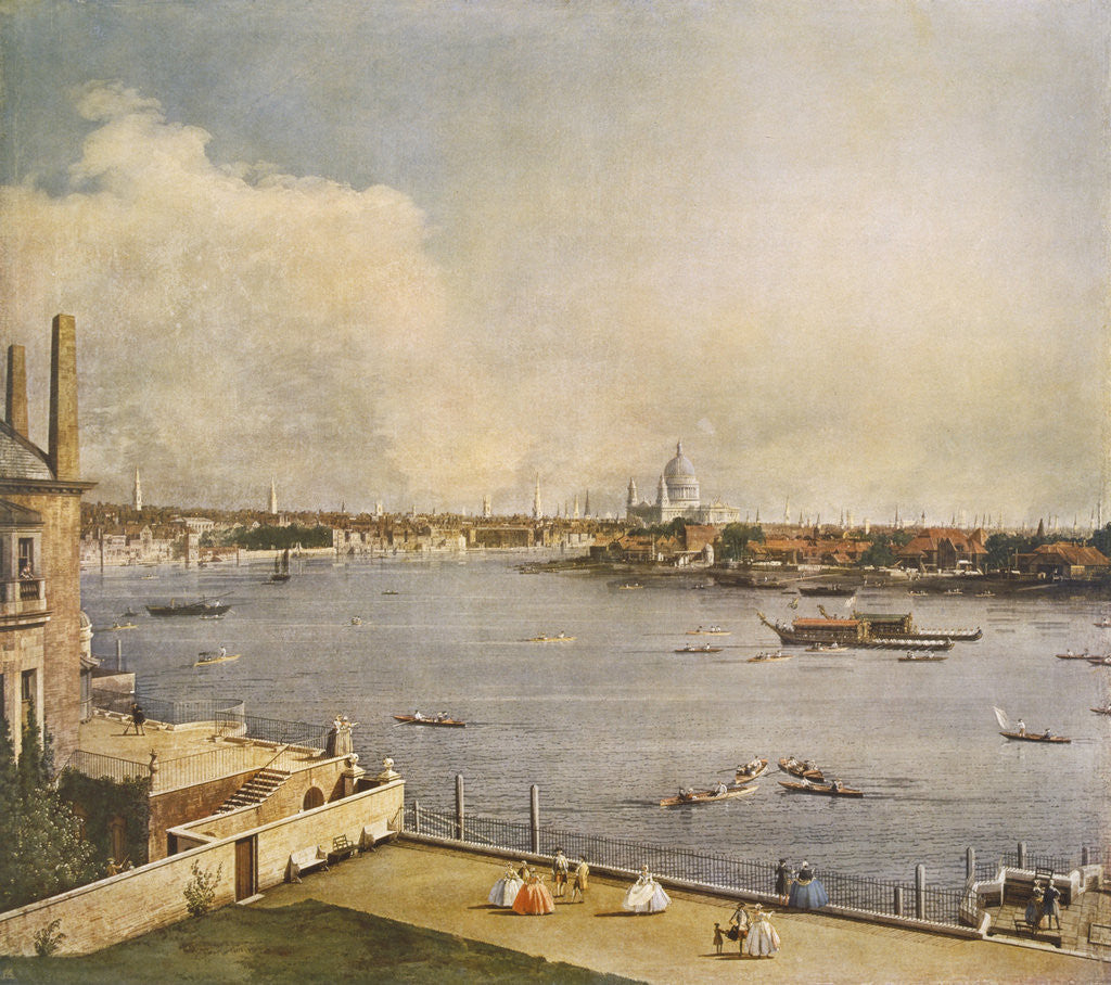 Detail of The Thames and the City of London from Richmond House, Whitehall, Westminster by Giovanni Antonio Canaletto