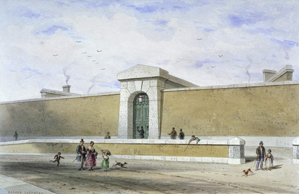 Detail of Gateway of Bridewell Prison, Tothill Fields, Westminster, London by Thomas Hosmer Shepherd