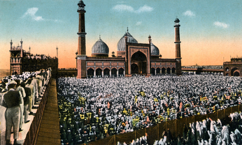 Detail of Friday prayers, Jama Masjid, Delhi, India by Anonymous