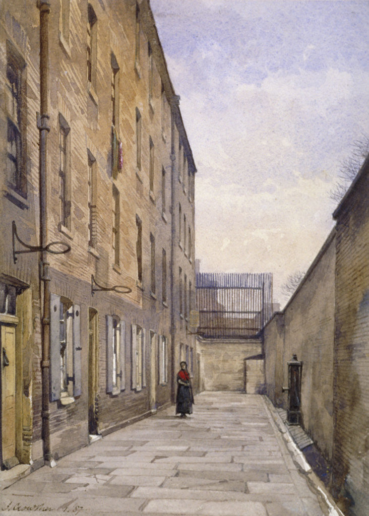 Detail of View of Marshalsea Place, Southwark, London by John Crowther