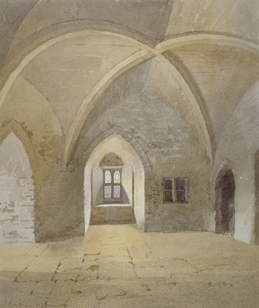 Detail of Interior view of the prison in the Bowyer Tower, Tower of London, Stepney, London by John Crowther