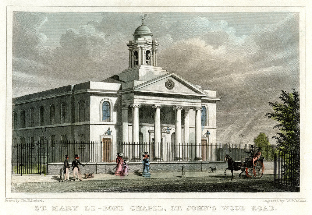 Detail of St Mary le Bone Chapel, St John's Wood Road, London by W Watkins