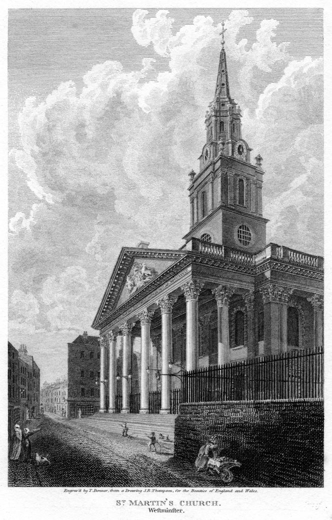 Detail of Church of St Martin in the Fields, Westminster, London by T Bonnor