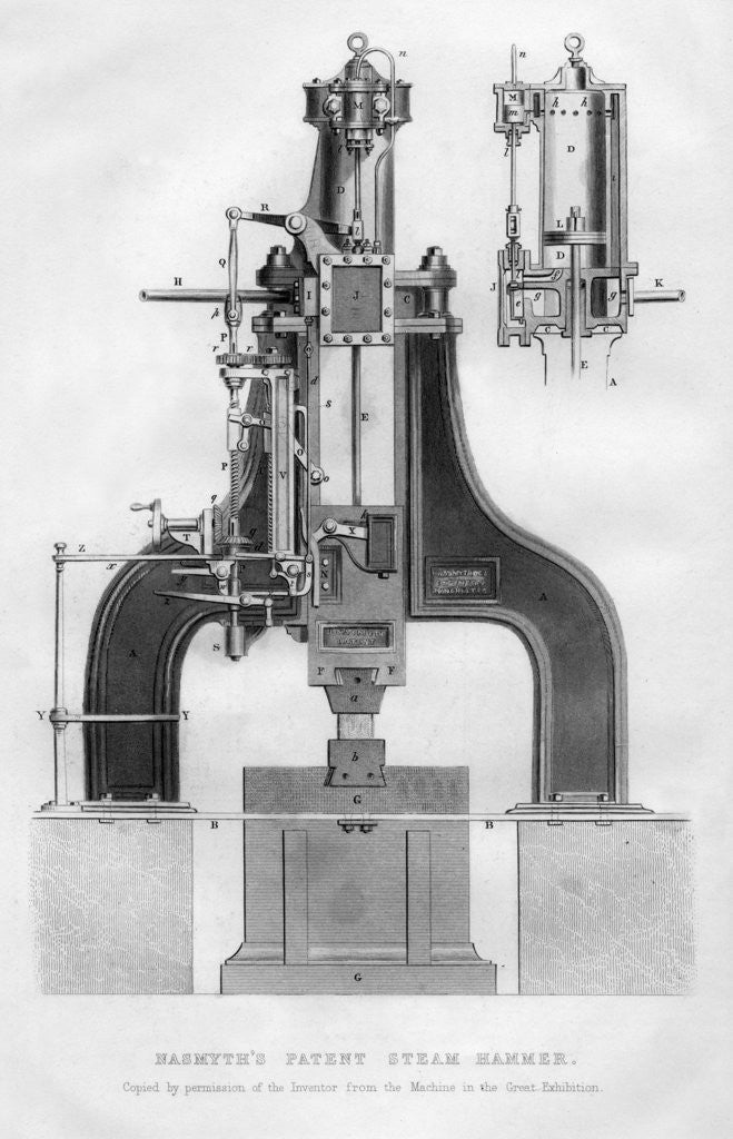 Detail of Nasmyth's patent steam hammer by Anonymous