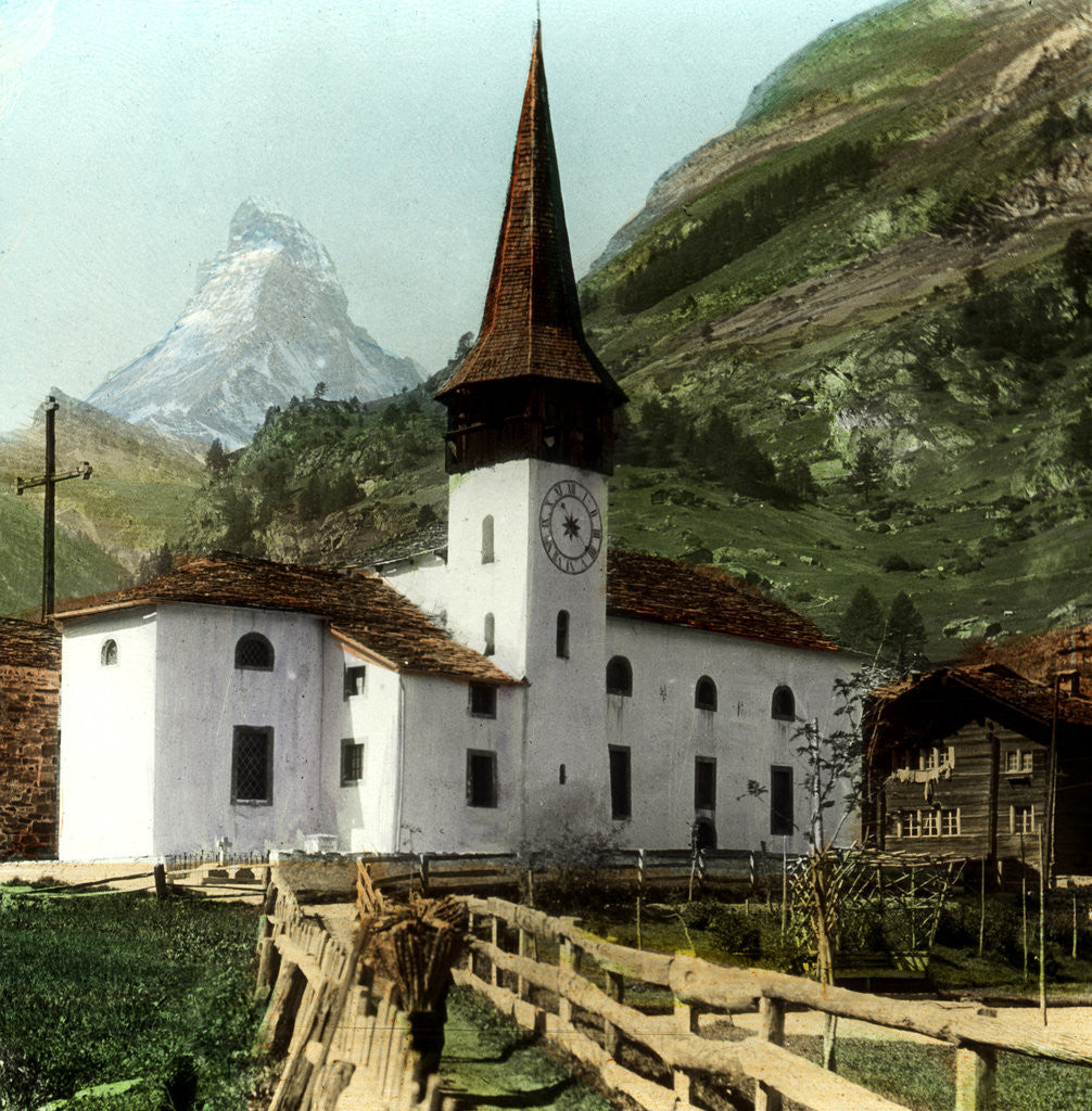 Detail of Church and Matterhorn, Zermatt, Switzerland by Anonymous