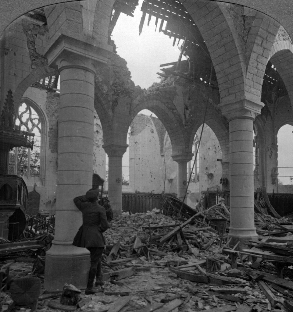 Detail of Church in ruins, Richebourg, France, World War I by Realistic Travels Publishers