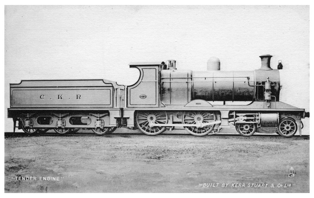 Detail of 4-4-0 tender engine, steam locomotive built by Kerr, Stuart and Co by Raphael Tuck