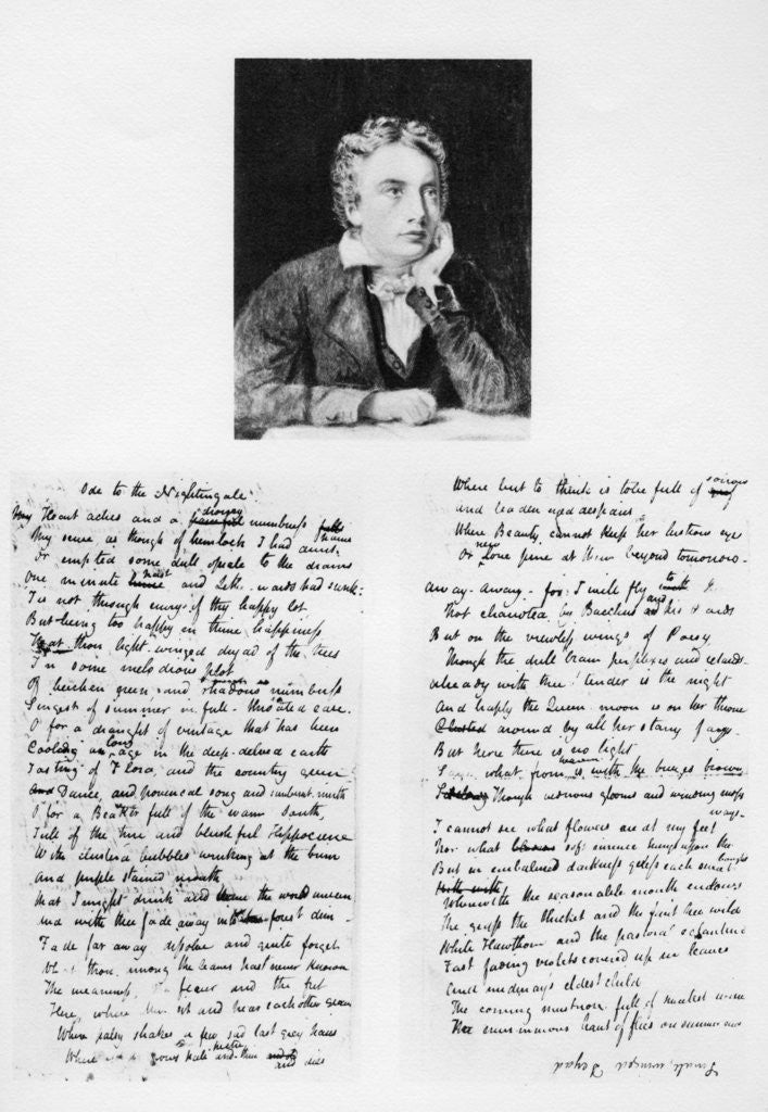 Detail of John Keats, English poet, and his Ode to a Nightingale by Anonymous