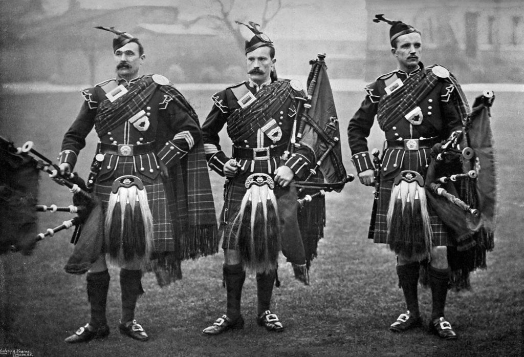 Detail of Pipers of the 1st Scots Guards by Gregory & Co