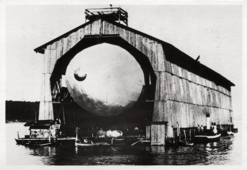 Detail of Zeppelin LZ1 in a floating hanger at Manzell, Friedrichshafen, Germany by Anonymous