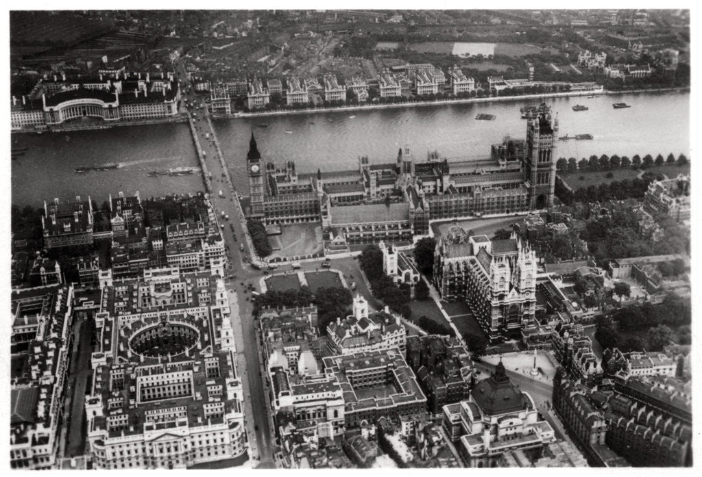 Detail of Aerial view of Westminster, London, from a Zeppelin by Anonymous