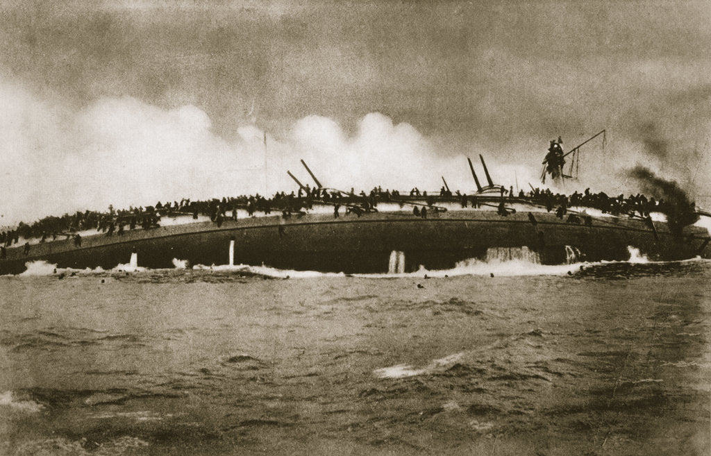 Detail of The sinking of the German cruiser Blücher in the North Sea, World War I, January 24, 1915 by Unknown