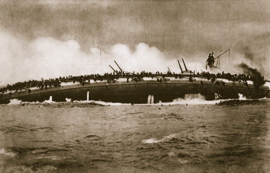 Detail of The sinking of the German cruiser 'Blücher' in the North Sea by Anonymous