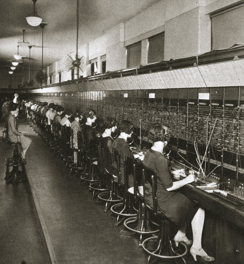 Detail of Inside a New York telephone exchange by Anonymous