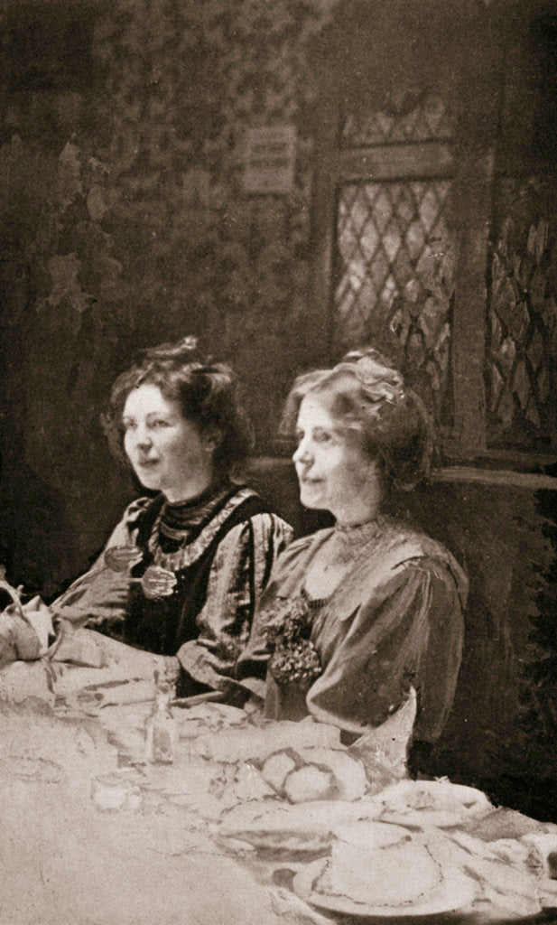 Detail of Christabel Pankhurst and Annie Kenney, British suffragettes by GK Jones