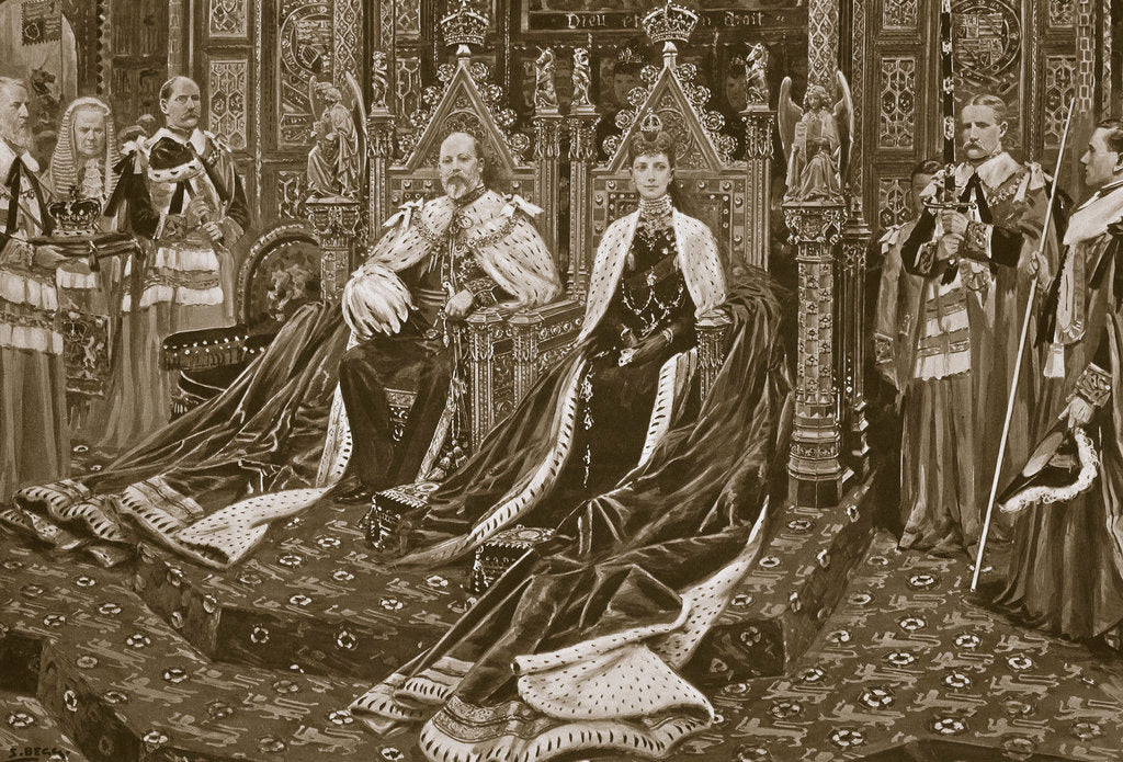 Detail of King Edward VII at the opening of his first Parliament by Samuel Begg