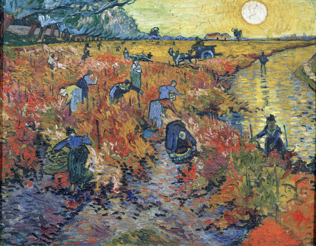 Detail of The Red Vineyards at Arles by Vincent Van Gogh