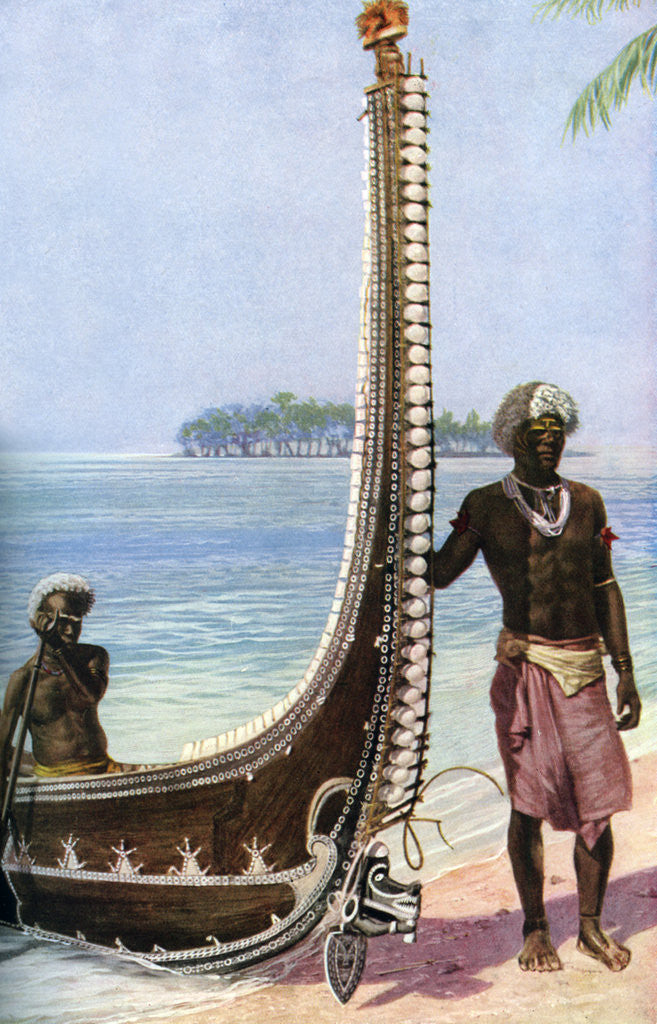 Detail of War canoe, Solomon Islands by HJ Shepstone