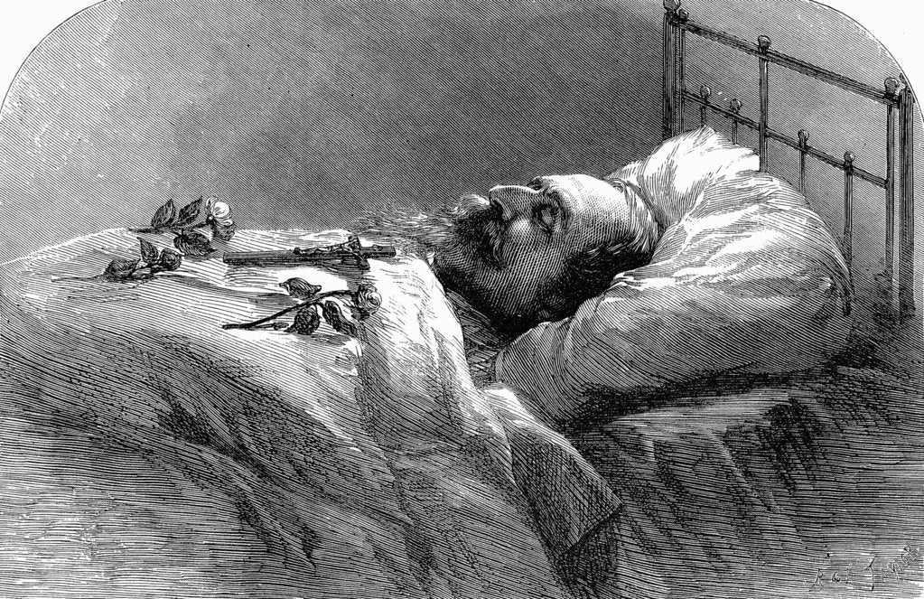 Detail of Emperor Napoleon III of France on his deathbed, 1873. by Anonymous