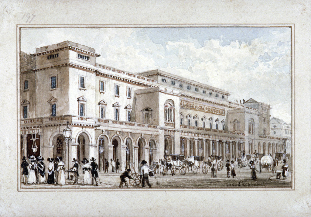 Detail of The King's Theatre, Haymarket, Westminster, London by George Shepherd