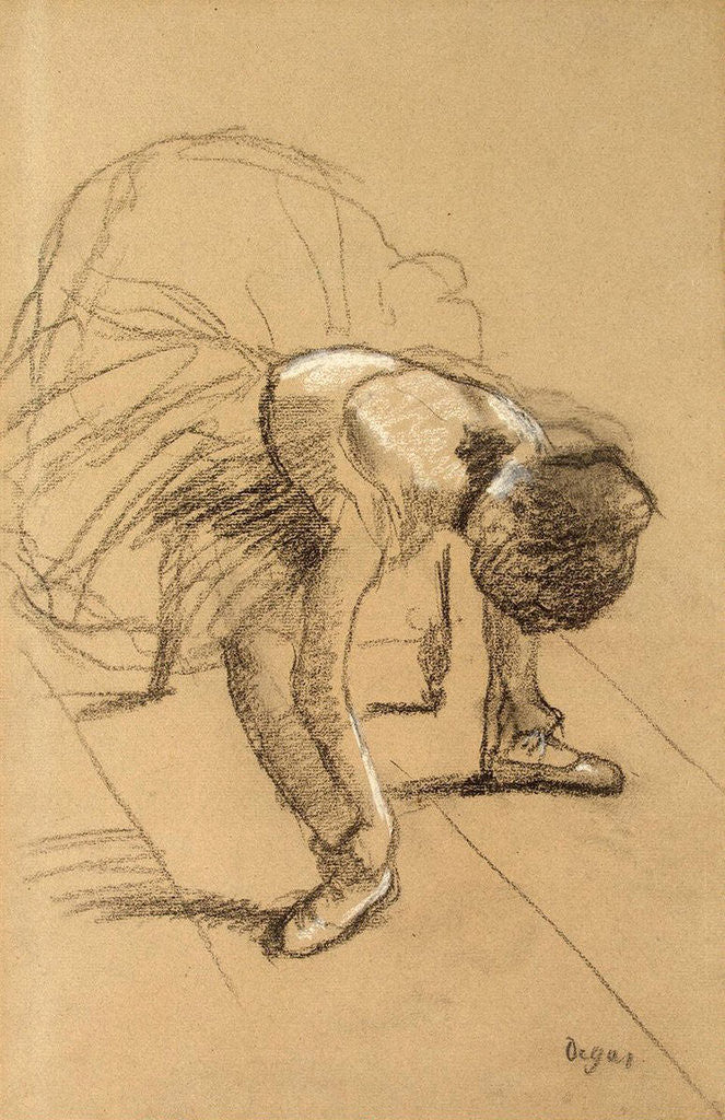 Detail of Seated Dancer Adiusting her Shoes by Edgar Degas