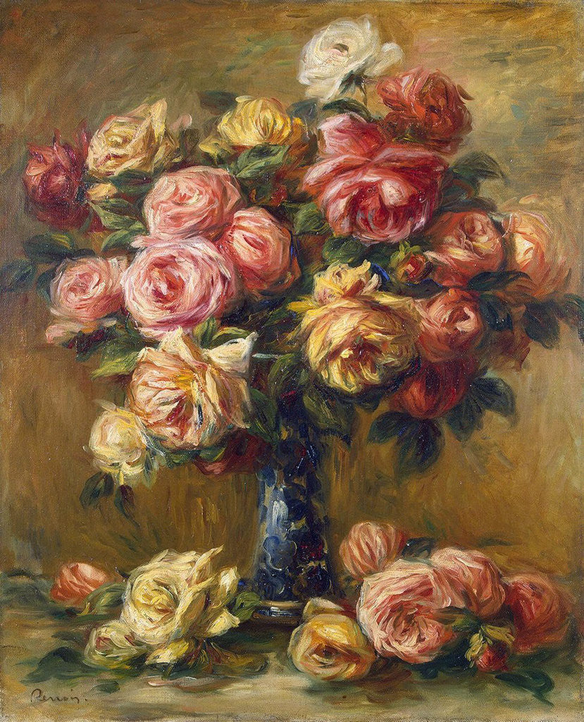 Detail of Roses in a Vase by Pierre-Auguste Renoir