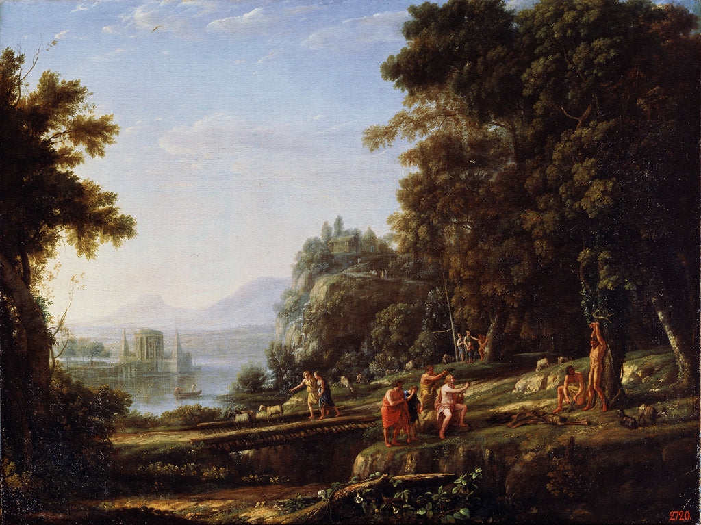 Detail of Landscape with Apollo and Marsyas, 1639-1640. by Claude Lorrain