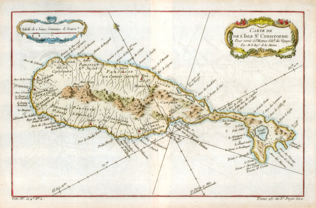 Detail of Map of the Caribbean island of St Christopher by Anonymous