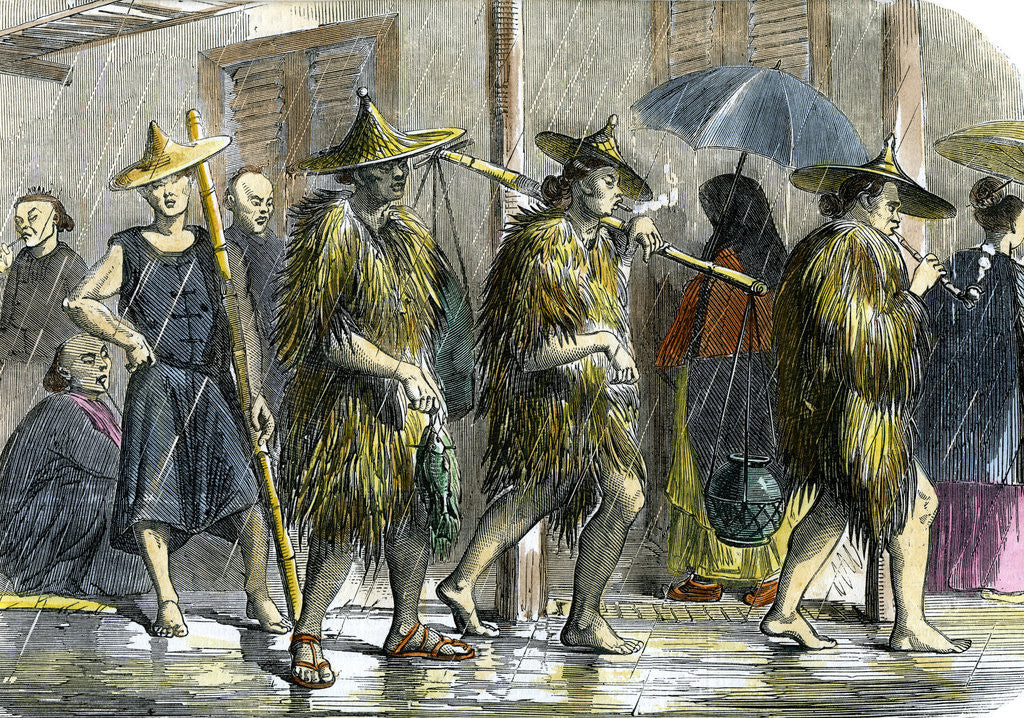 Detail of Coolies at Hong Kong, in wet weather by Anonymous