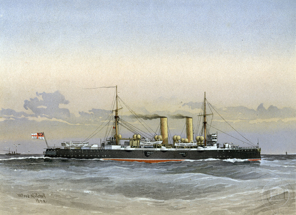 Detail of HMS Blenheim, Royal Navy 1st class cruiser by William Frederick Mitchell