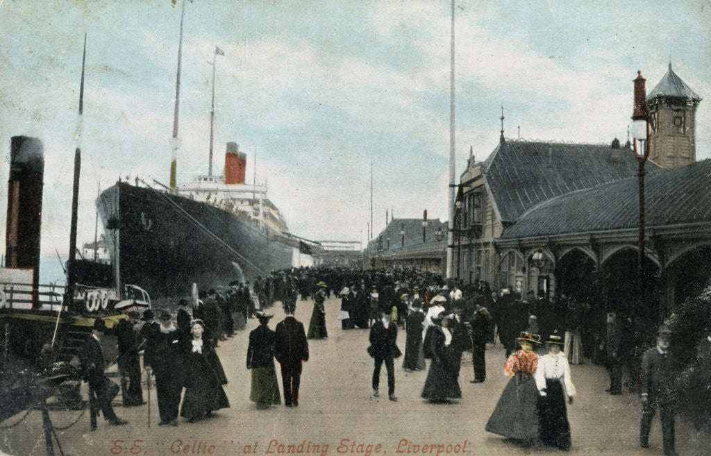 Detail of Steamship SS 'Celtic' at the quayside, Liverpool, Lancashire by Valentine & Sons