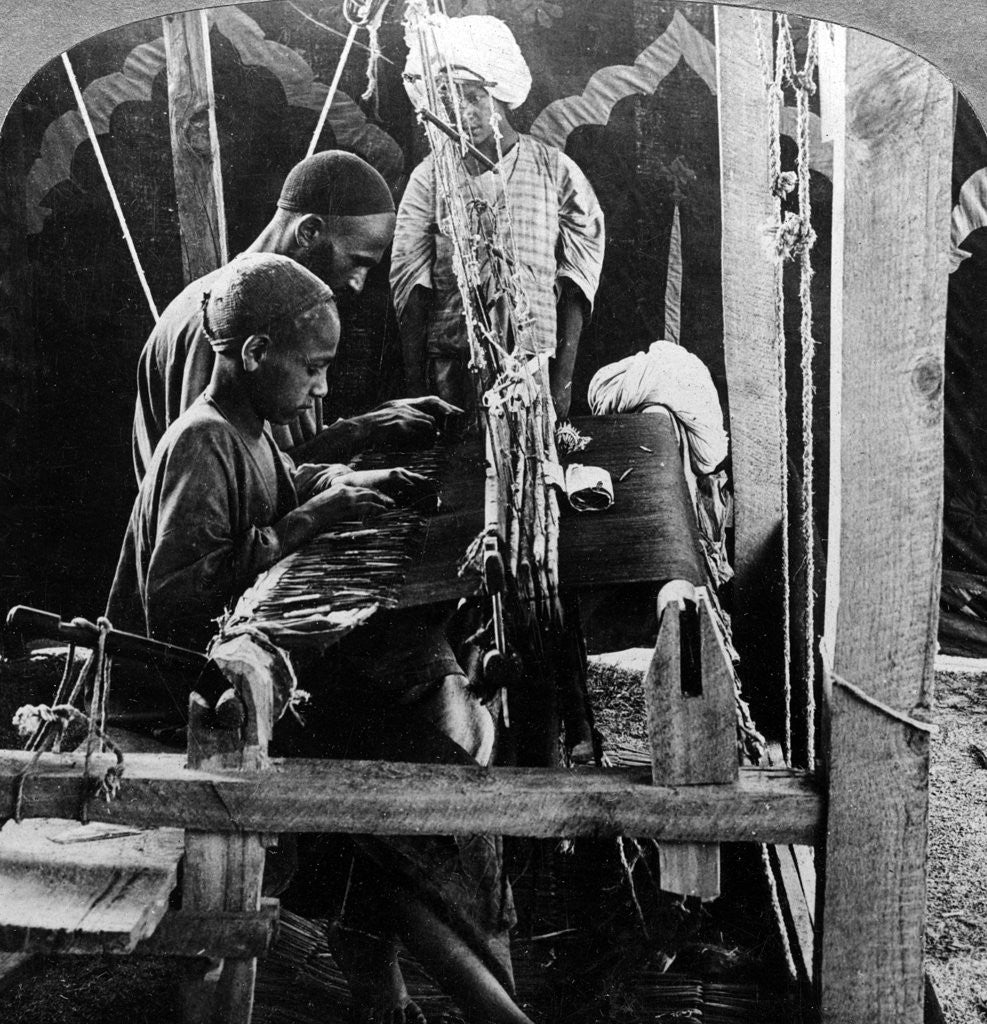 Detail of Shawl weavers, Kashmir, India by Underwood & Underwood